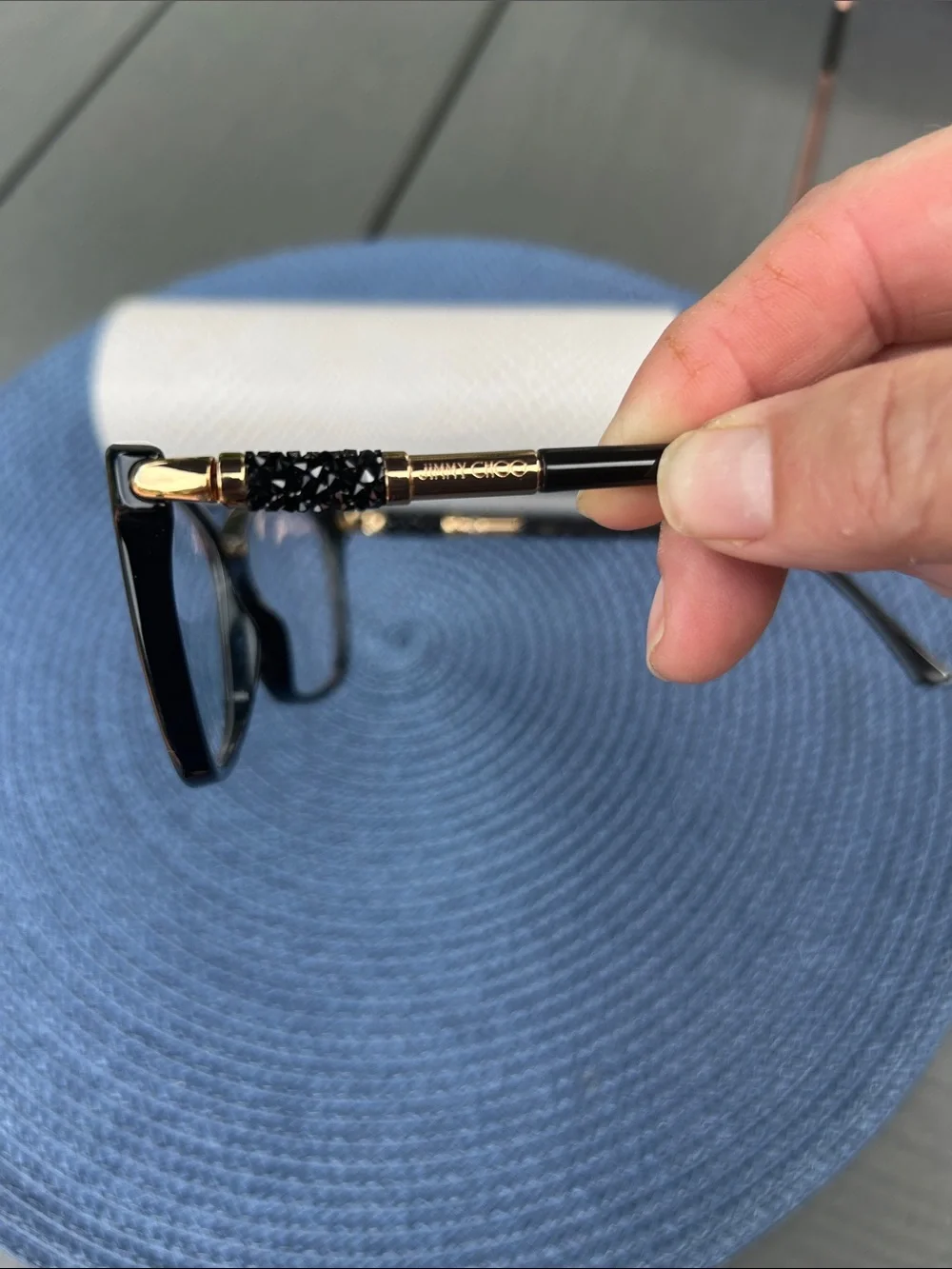 Jimmy Choo Black Glasses with White Textured Case